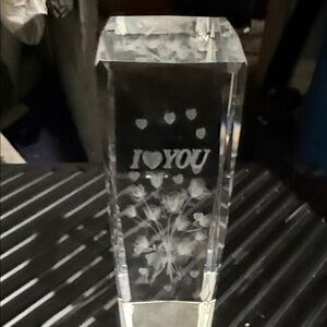 Crystal Love Engraved Decorative Solid Block